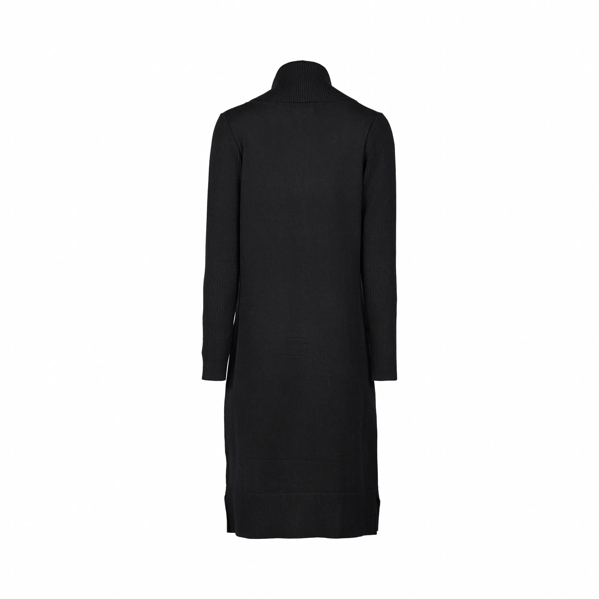 1065 Vassalli Open Longline Cardi with Pockets -black