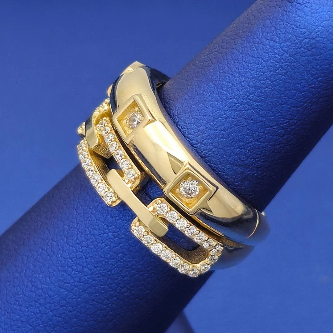 10k CZ Double Link Style Ring