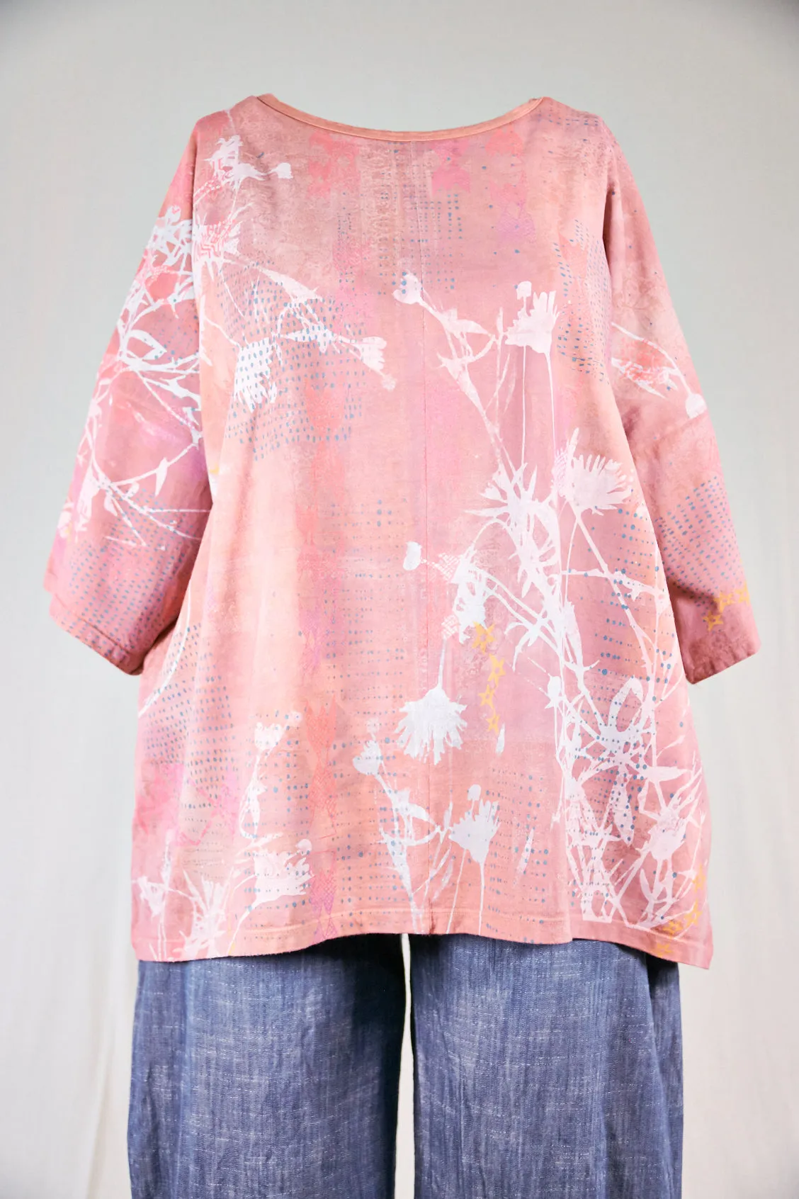 1236HD Line Tee Antique Rose Sorbet Floral 30"L