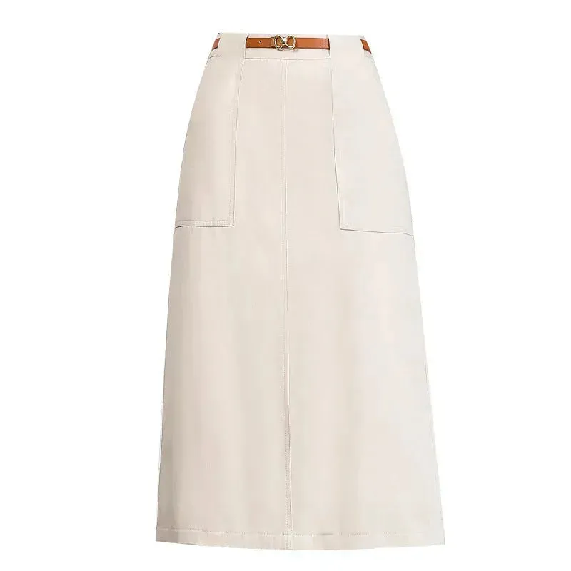 A- Line Temperament Women's Professional Formal Office Work Back Slit Midi business Skirt