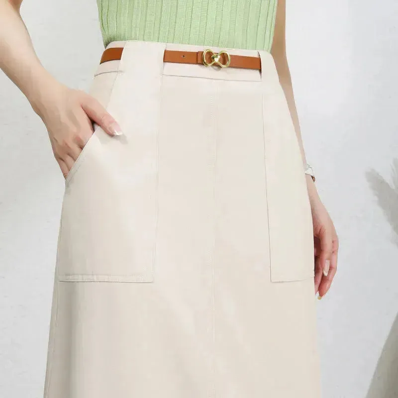 A- Line Temperament Women's Professional Formal Office Work Back Slit Midi business Skirt