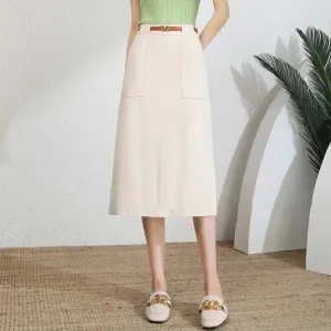 A- Line Temperament Women's Professional Formal Office Work Back Slit Midi business Skirt