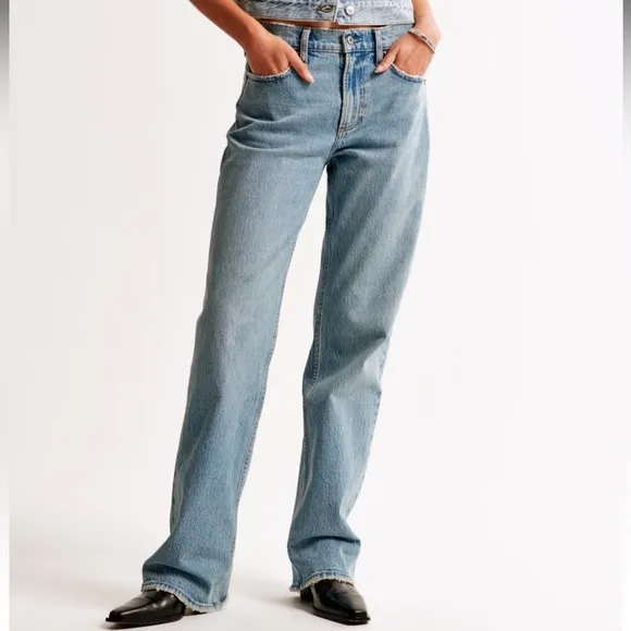 Abercrombie The Baggy Low Rise Denim Jeans pants size 25 0 Regular 32 inseam