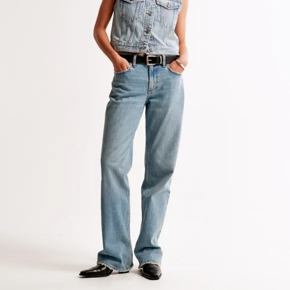 Abercrombie The Baggy Low Rise Denim Jeans pants size 25 0 Regular 32 inseam