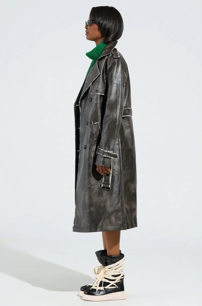 ACID RAP FAUX LEATHER TRENCH
