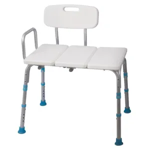 Adjustable Bath and Shower Transfer Bench with Reversible Backrest, Off White - 1 Each