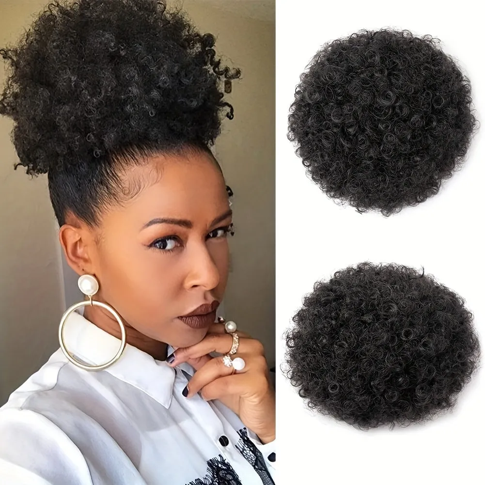 Afro Puff Drawstring Ponytail Extension For Women, Synthetic Afro Puff Ponytail For Natural Hair, Clip On Kinky Drawstring Curly Ponytail Bun Hair Accessories