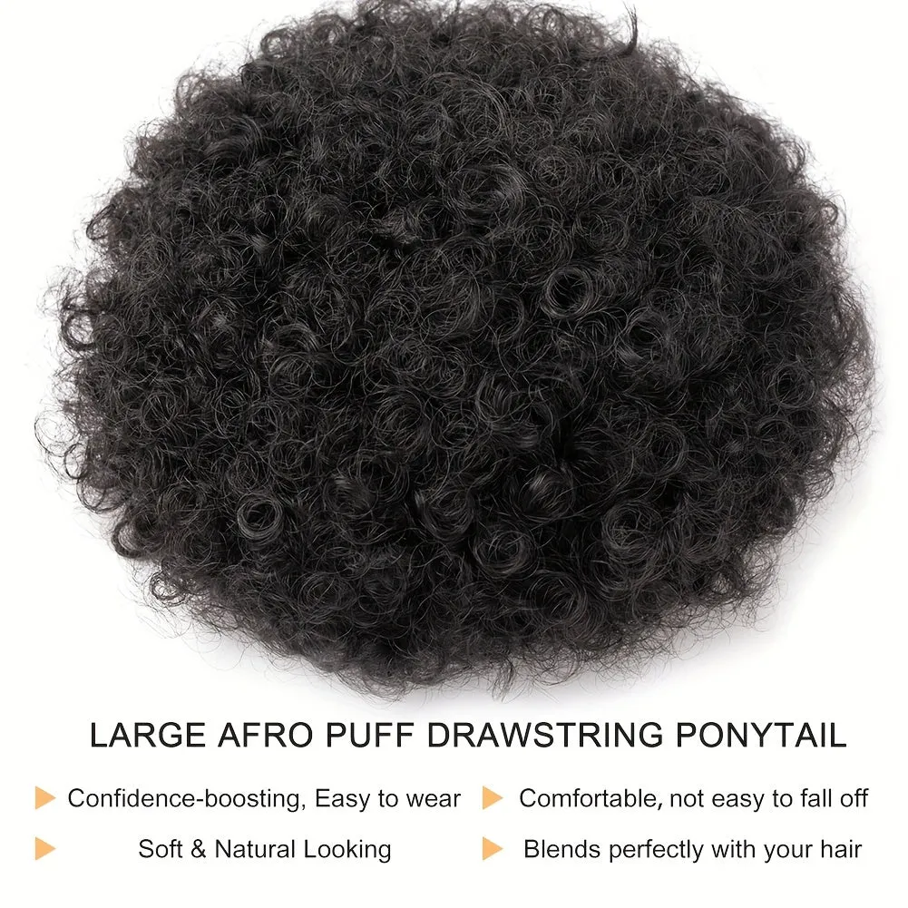 Afro Puff Drawstring Ponytail Extension For Women, Synthetic Afro Puff Ponytail For Natural Hair, Clip On Kinky Drawstring Curly Ponytail Bun Hair Accessories