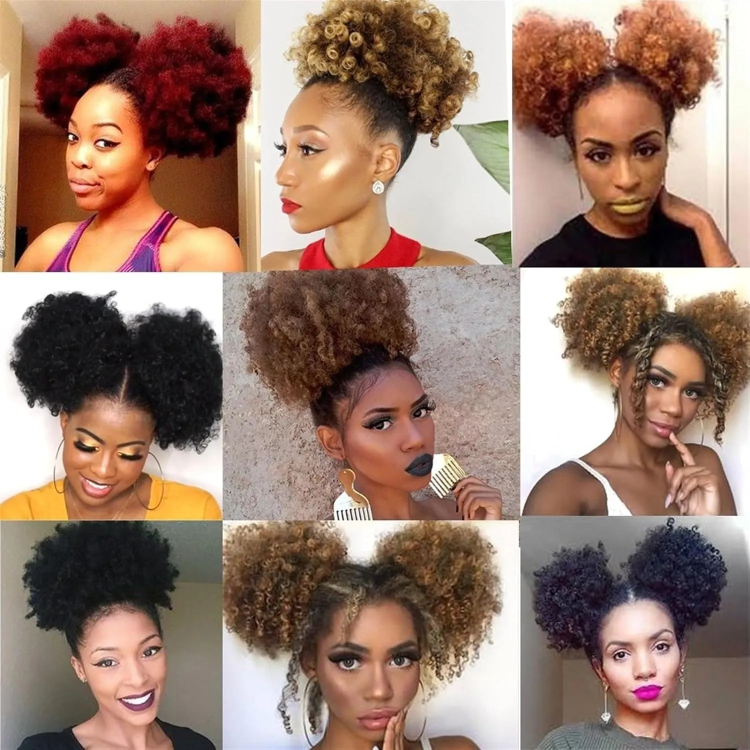 Afro Puff Drawstring Ponytail Extension For Women, Synthetic Afro Puff Ponytail For Natural Hair, Clip On Kinky Drawstring Curly Ponytail Bun Hair Accessories