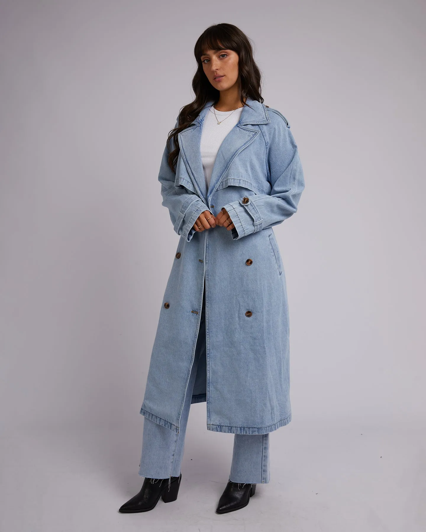 All About Eve Rio Trench Coat - Light Blue