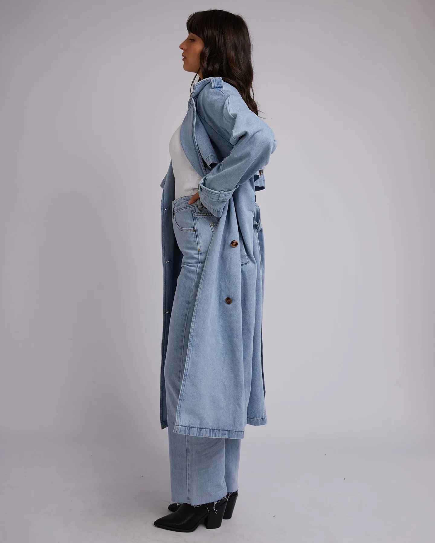 All About Eve Rio Trench Coat - Light Blue