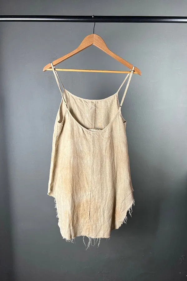 Amano Tea-Stained Linen camisole with Adjustable Straps