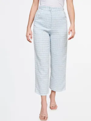 AND Women Blue Checked Flared Trouser