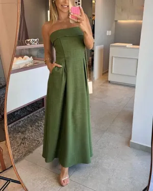 Annie Elegant Strapless Midi Dress