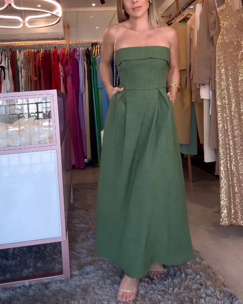 Annie Elegant Strapless Midi Dress