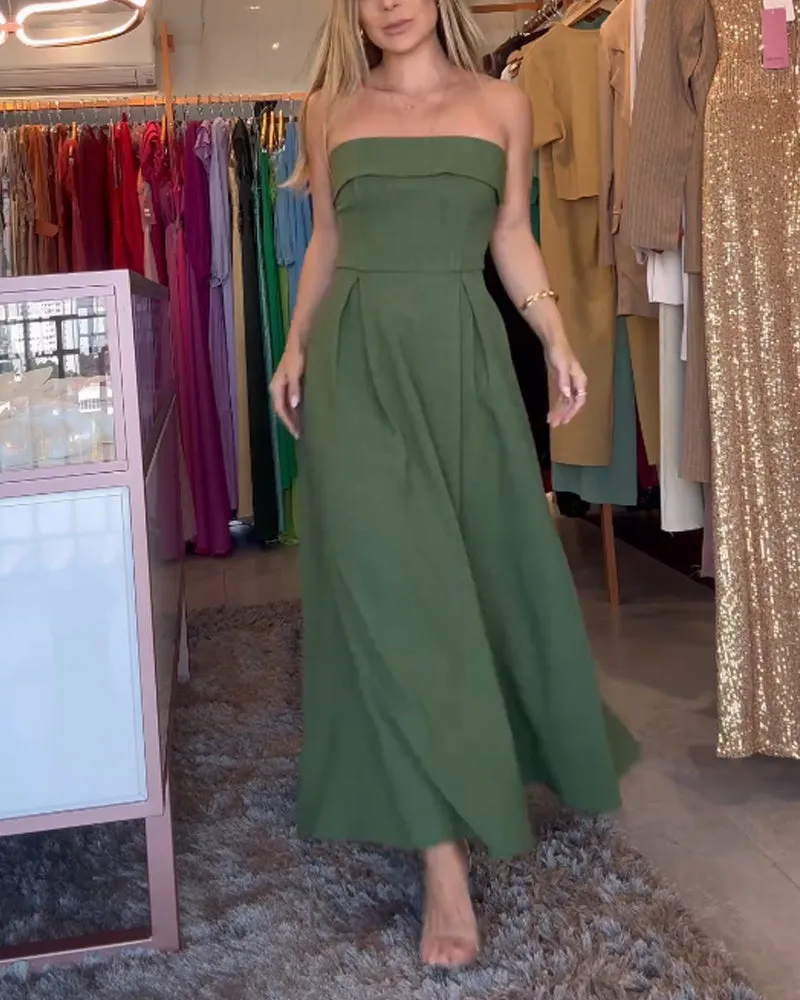 Annie Elegant Strapless Midi Dress