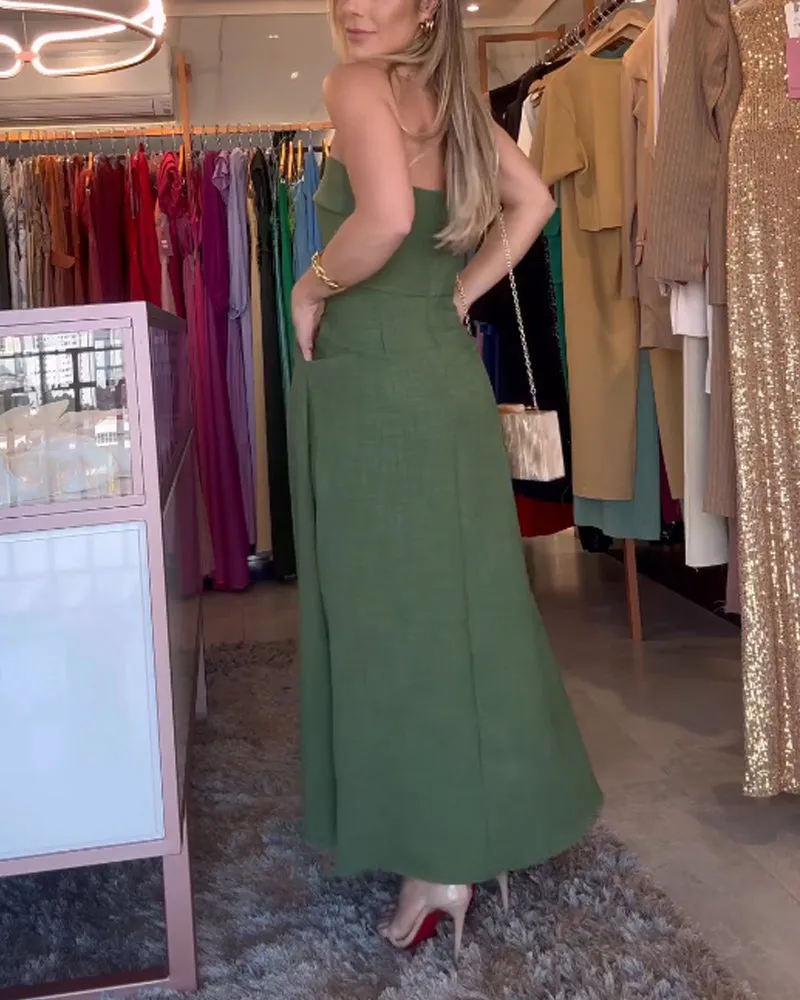 Annie Elegant Strapless Midi Dress