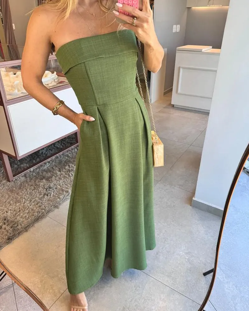 Annie Elegant Strapless Midi Dress