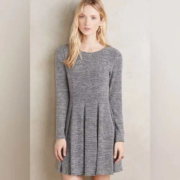 Anthro Dolan Abstract Pinstripe Pleated A-Line Dress