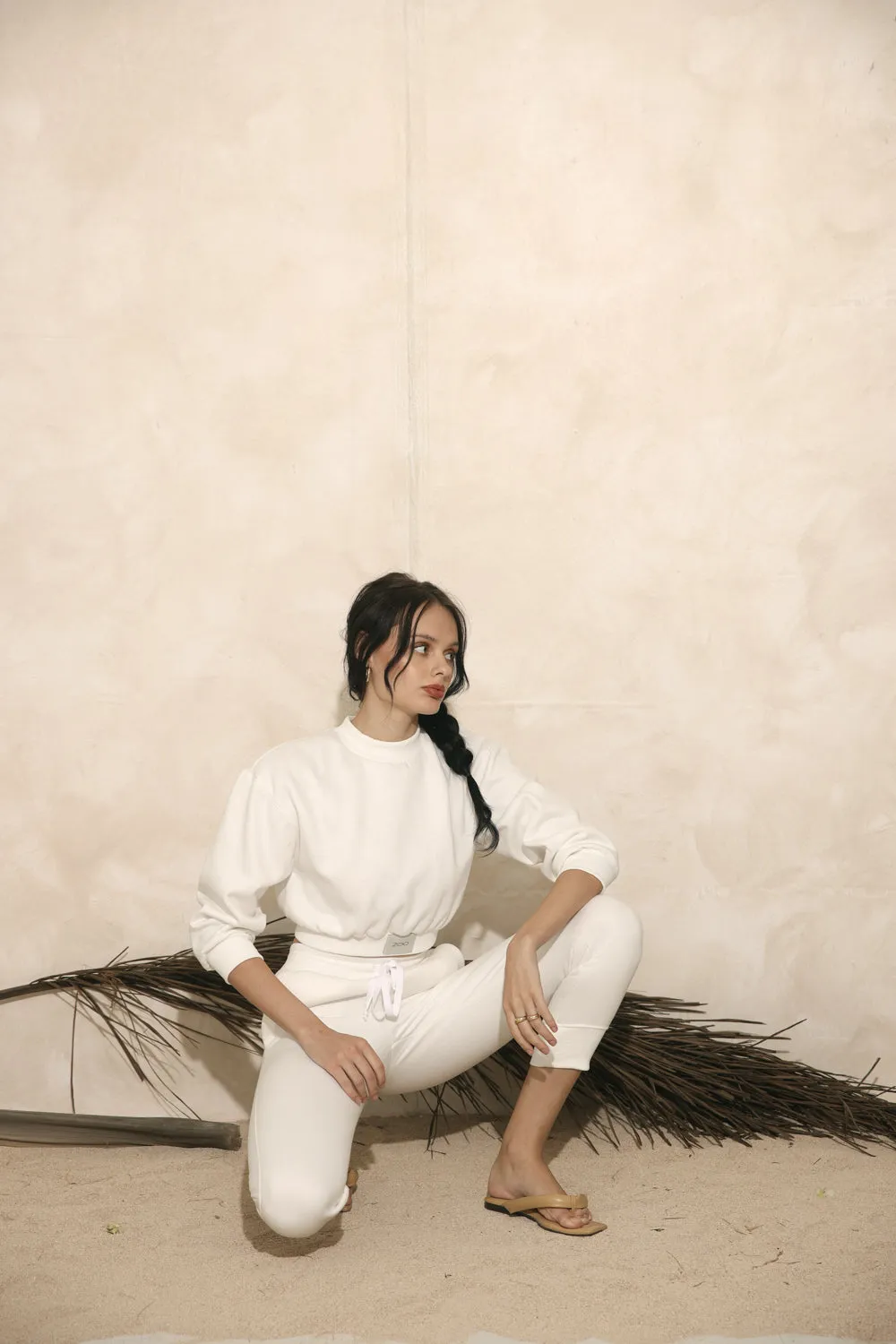 ARLO SET Sweat Pants and Sweater Set (Ivory White Premium Terry)