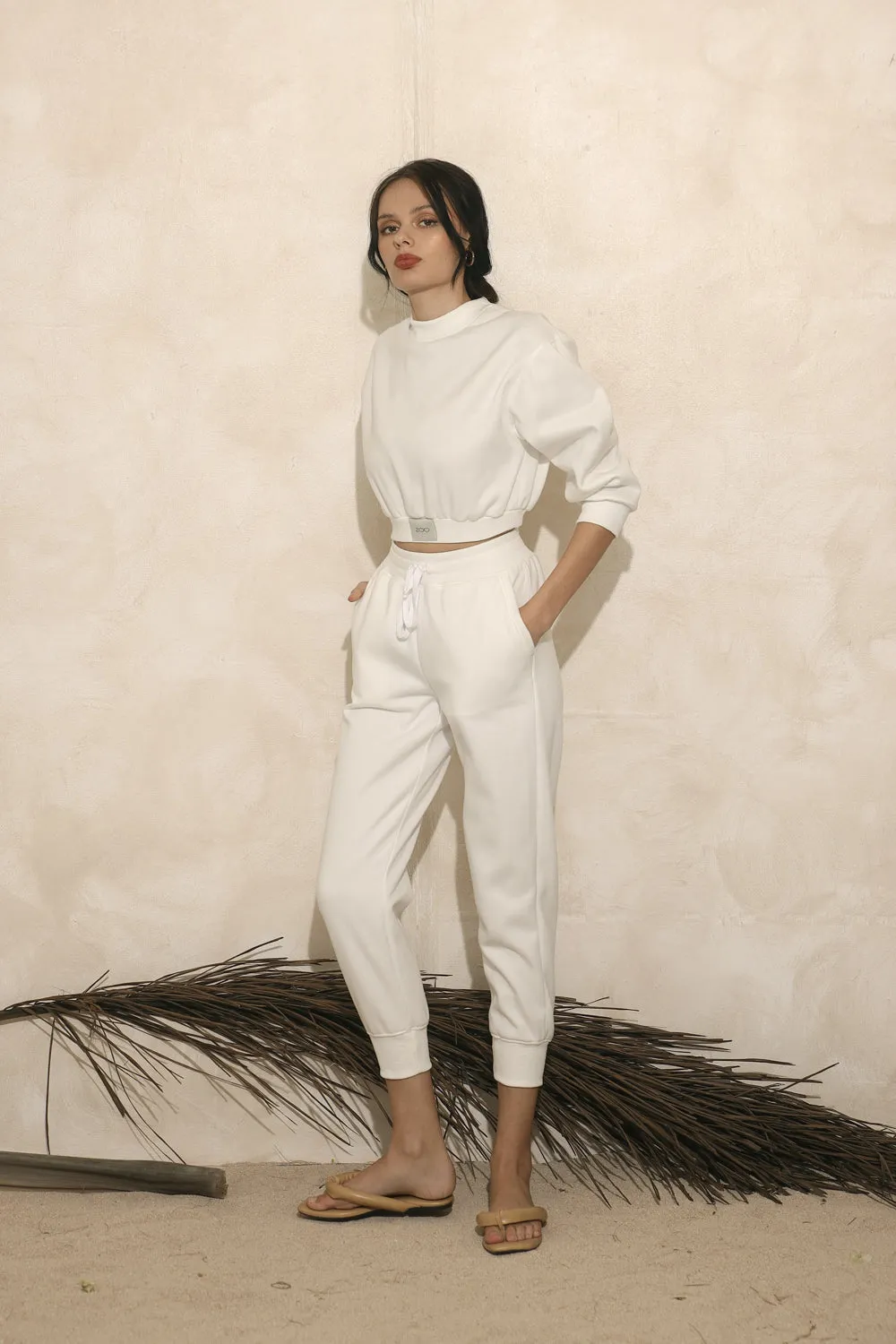 ARLO SET Sweat Pants and Sweater Set (Ivory White Premium Terry)