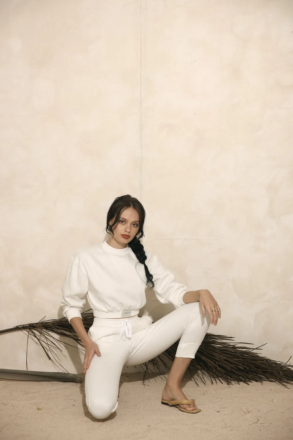 ARLO SET Sweat Pants and Sweater Set (Ivory White Premium Terry)