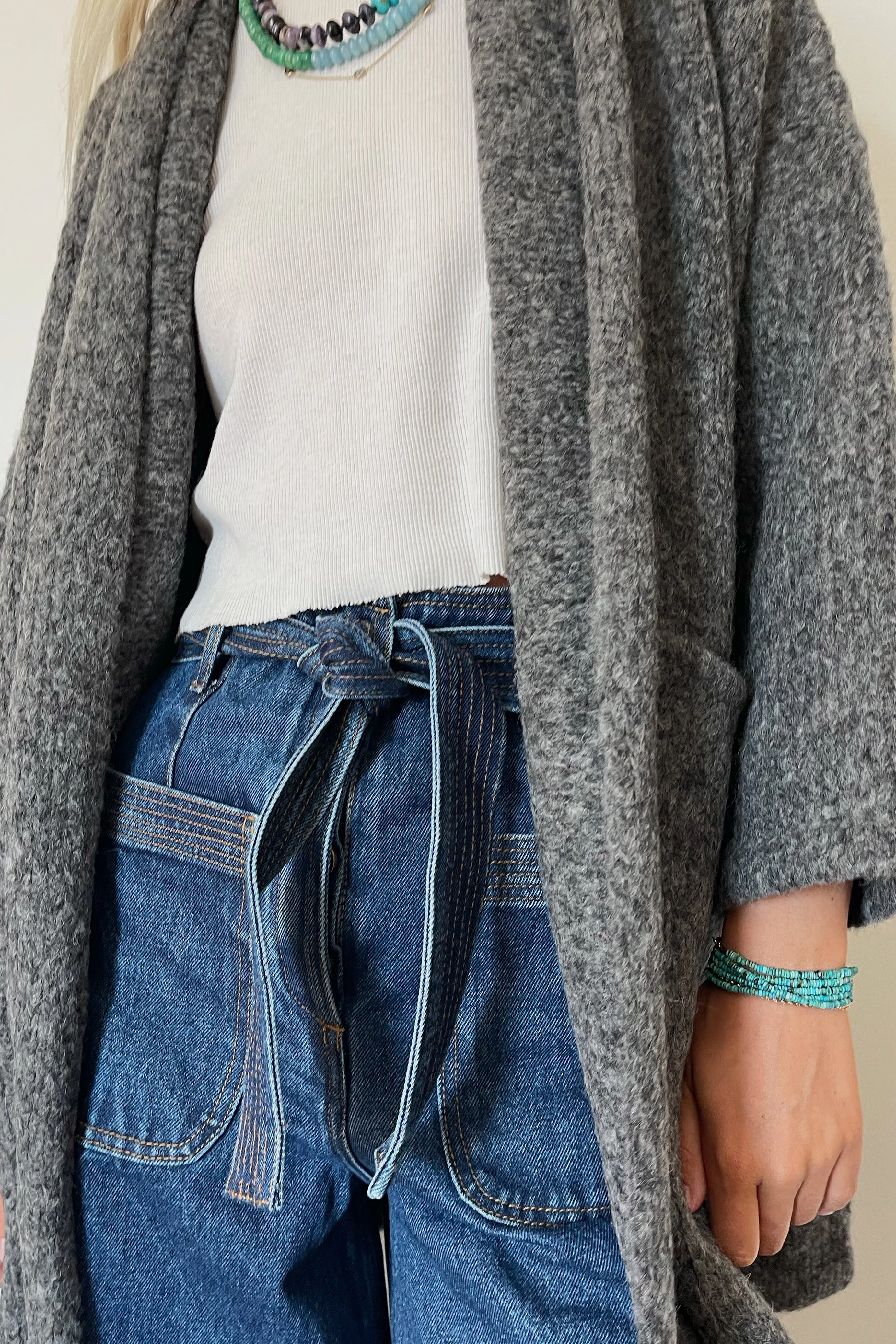 Atelier Delphine Alpaca Haori Coat -Charcoal