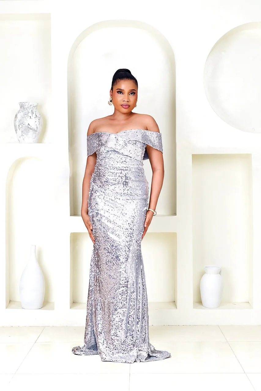 Audrey Sequin Mermaid Dress (Silver)
