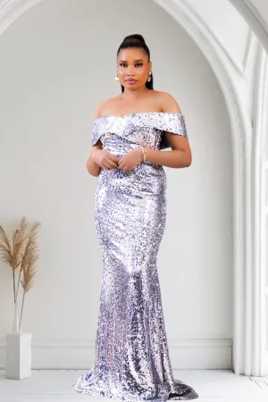 Audrey Sequin Mermaid Dress (Silver)