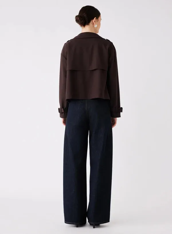 Avenue Cropped Trench - Chocolate