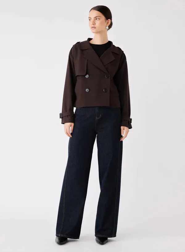 Avenue Cropped Trench - Chocolate
