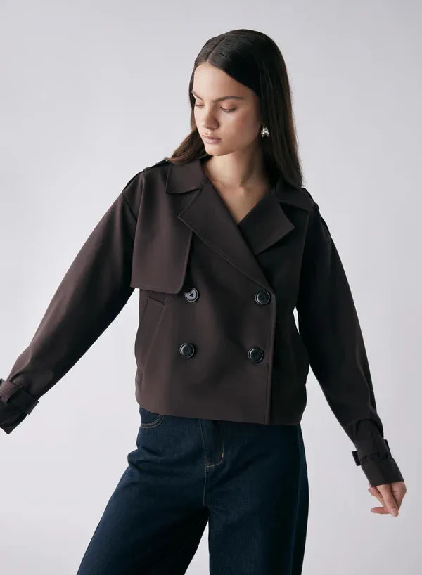 Avenue Cropped Trench - Chocolate