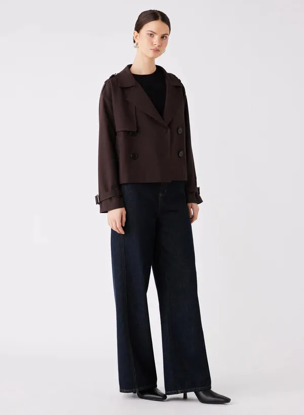 Avenue Cropped Trench - Chocolate