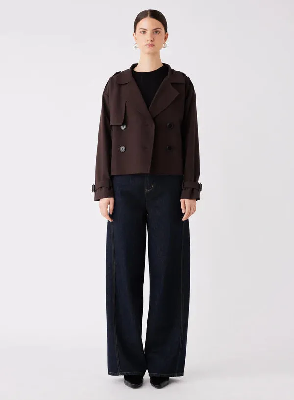 Avenue Cropped Trench - Chocolate