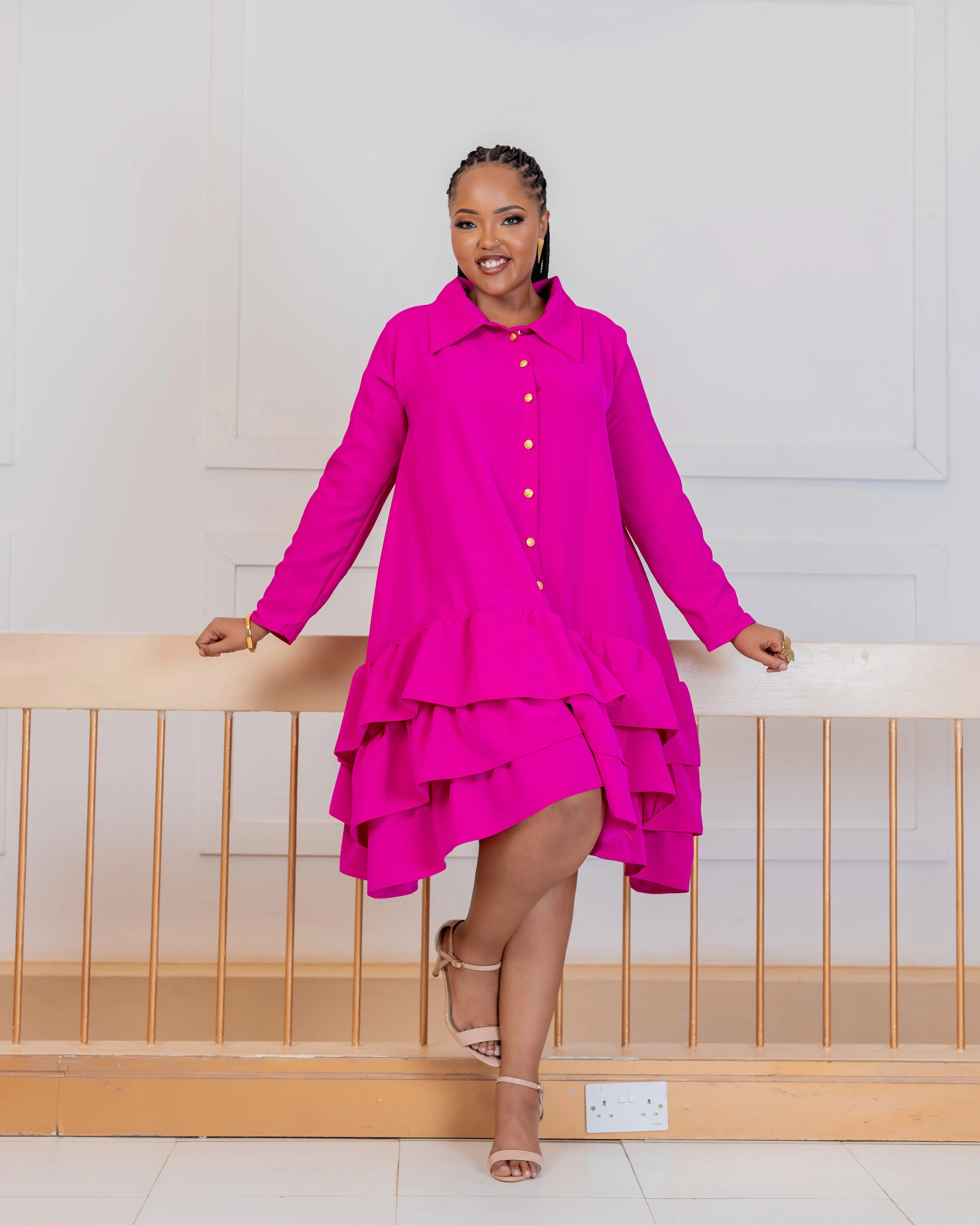 Ayweyo Shift Dress - Fuchsia