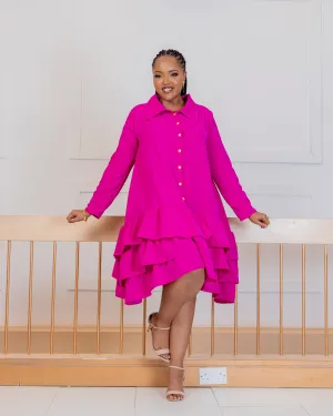 Ayweyo Shift Dress - Fuchsia