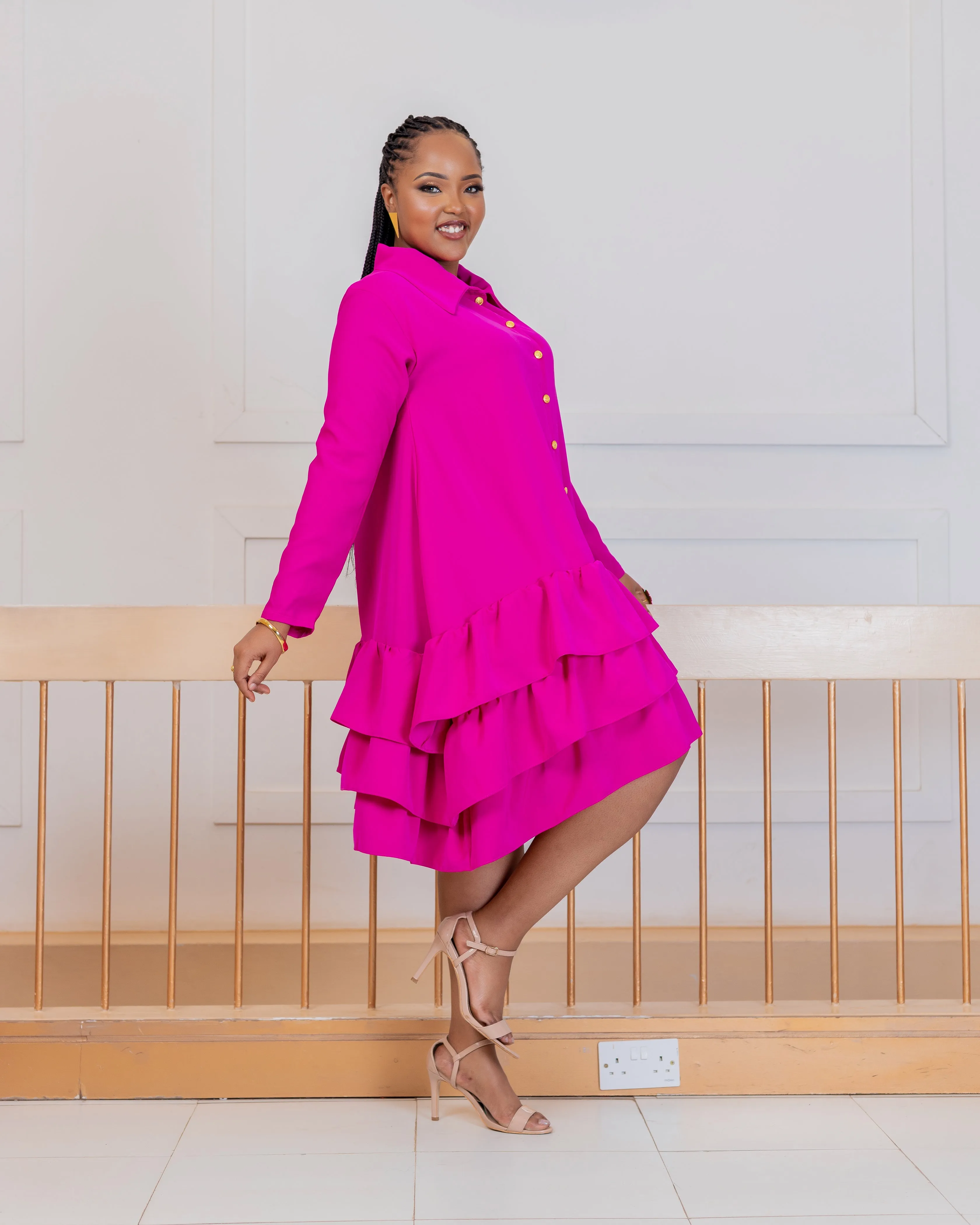 Ayweyo Shift Dress - Fuchsia