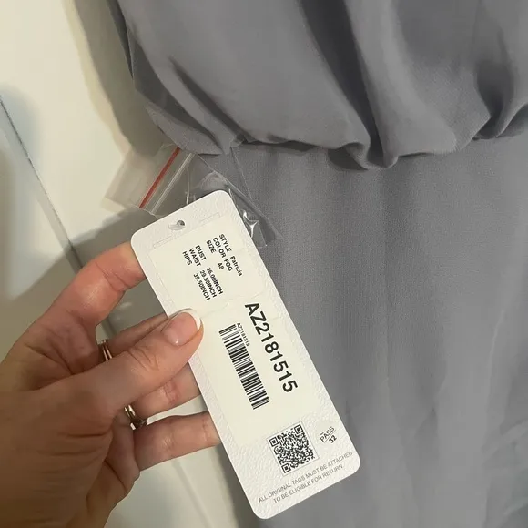 Azazie Patricia Bridesmaid Dress color Fog Size A8 NWT