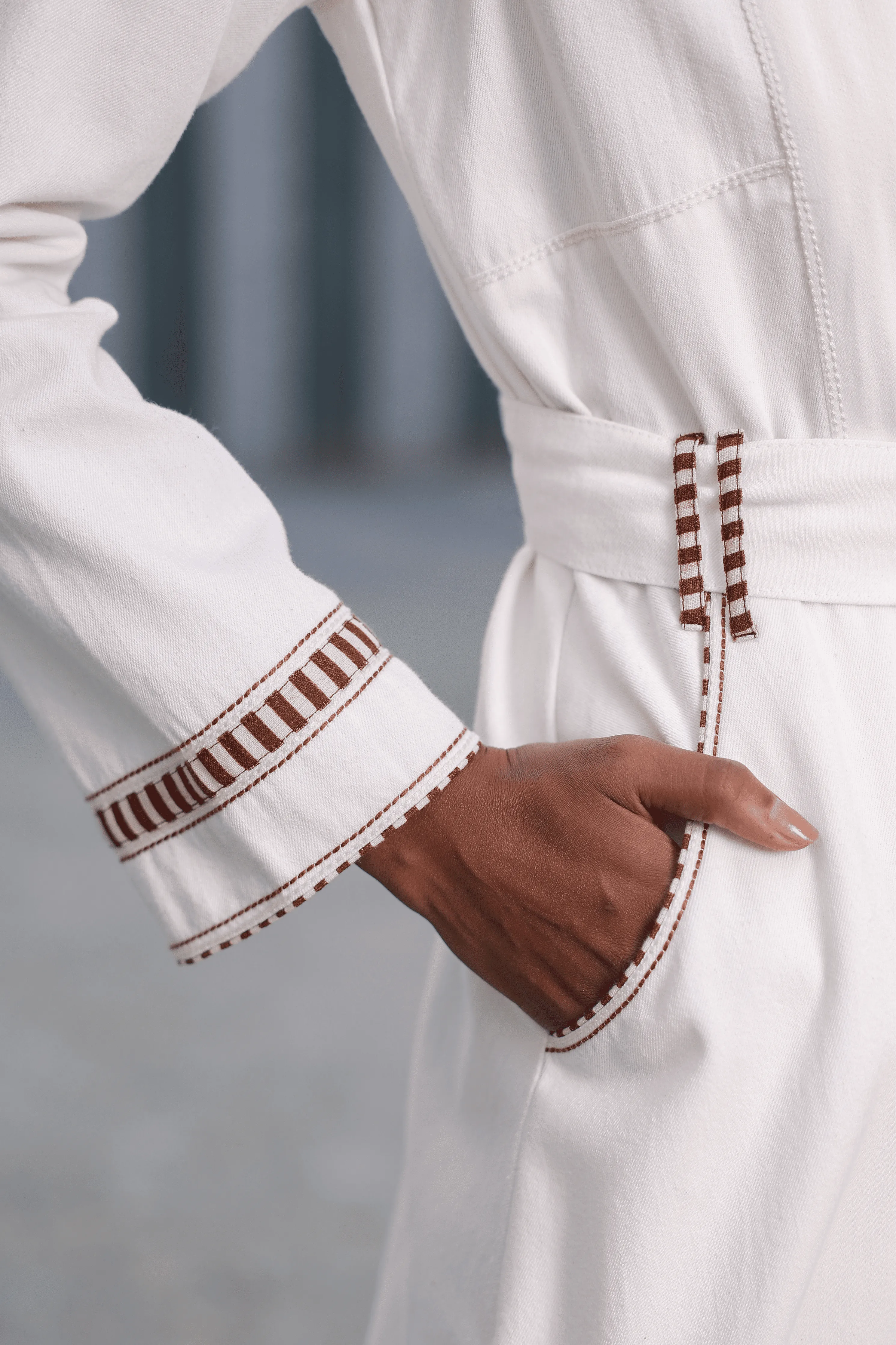 Azure Trench Coat Set in White