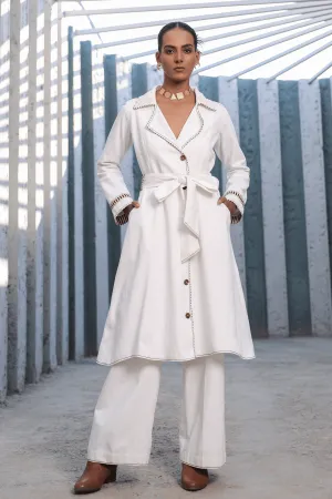 Azure Trench Coat Set in White
