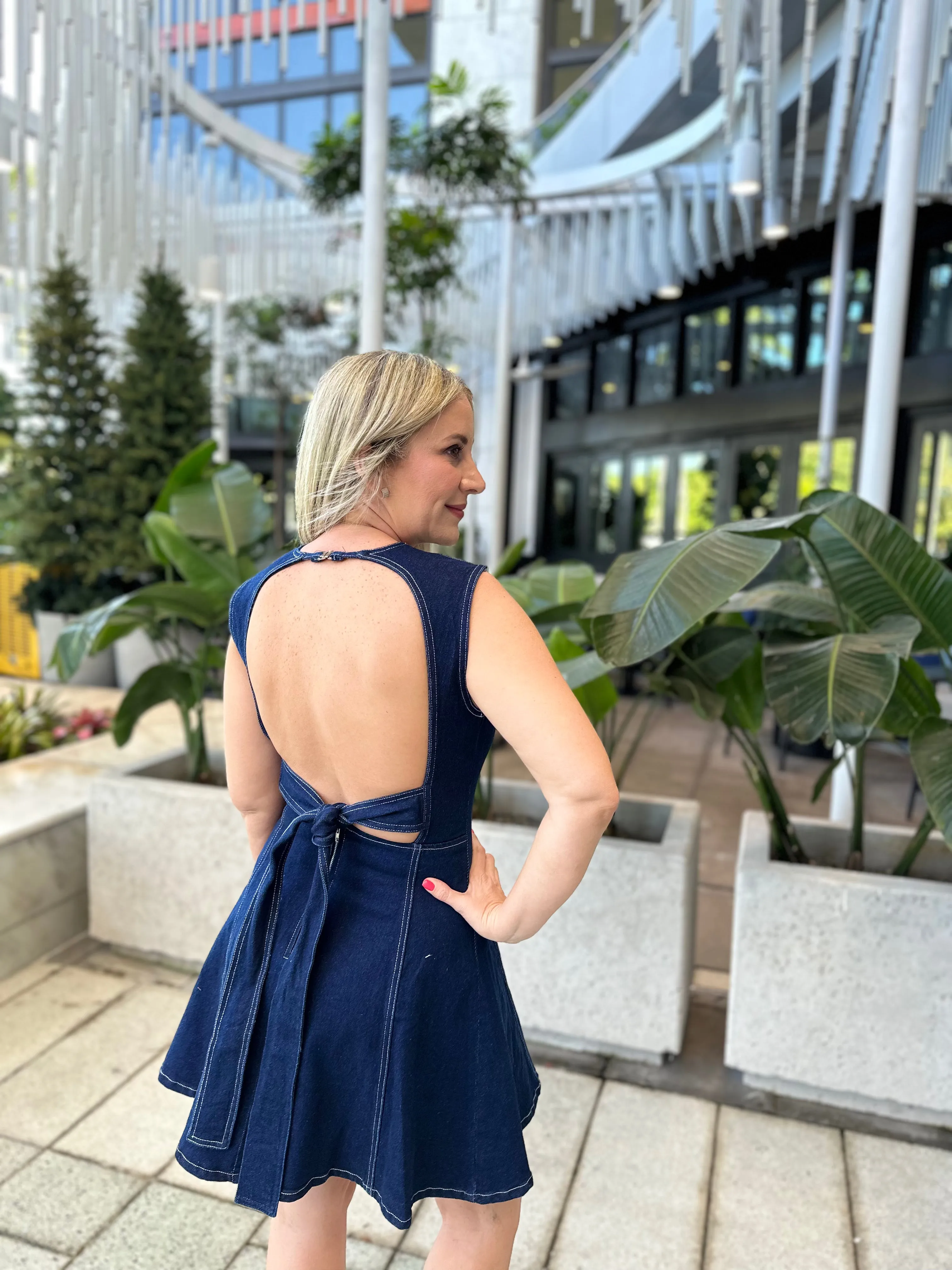 Backless A Line Mini Dress