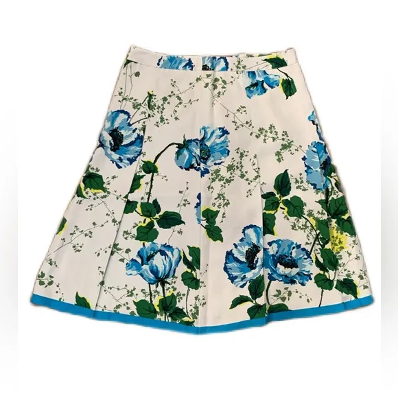 Banana Republic ~ 100% Silk Floral A-Line Skirt in Blue/Green/White ~ Size 4
