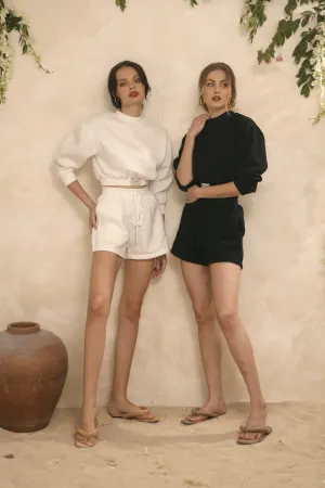 BARBARA SET Sweat Short and Sweater Set (Ivory White Premium Terry)