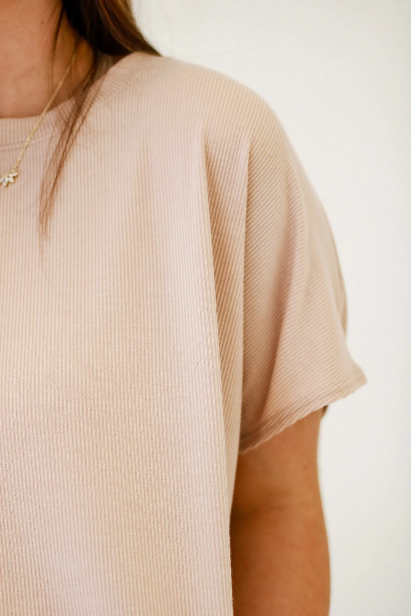 Beach Bonanza Round Neck Boxy Fit Crop Top in Latte