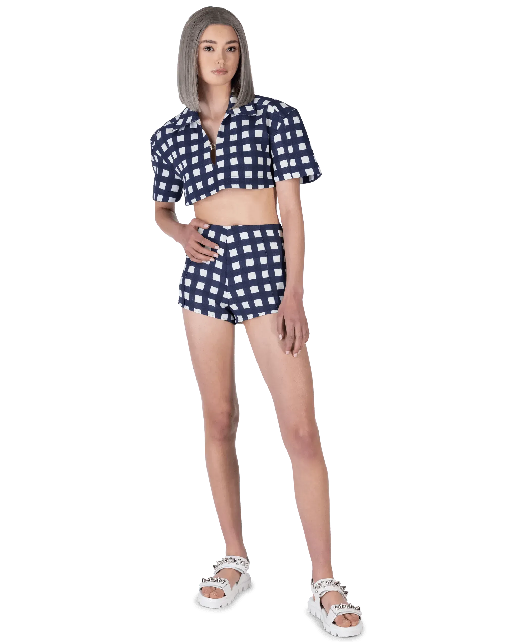 Bebi Check Cropped Top