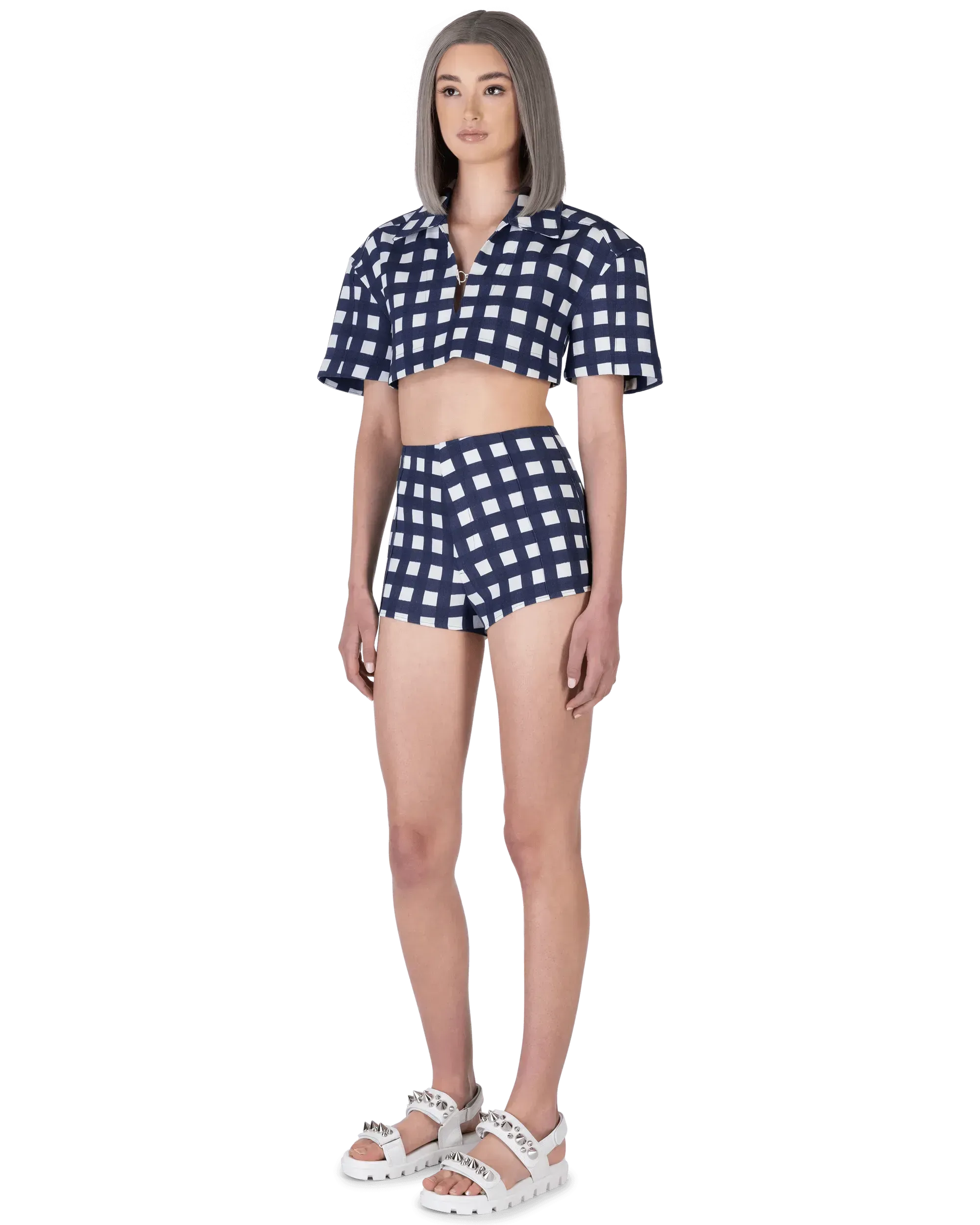 Bebi Check Cropped Top
