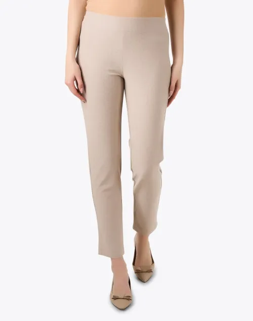 Beige Crepe Slim Ankle Pant