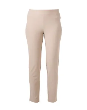 Beige Crepe Slim Ankle Pant