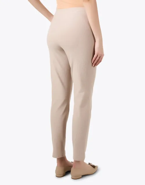 Beige Crepe Slim Ankle Pant