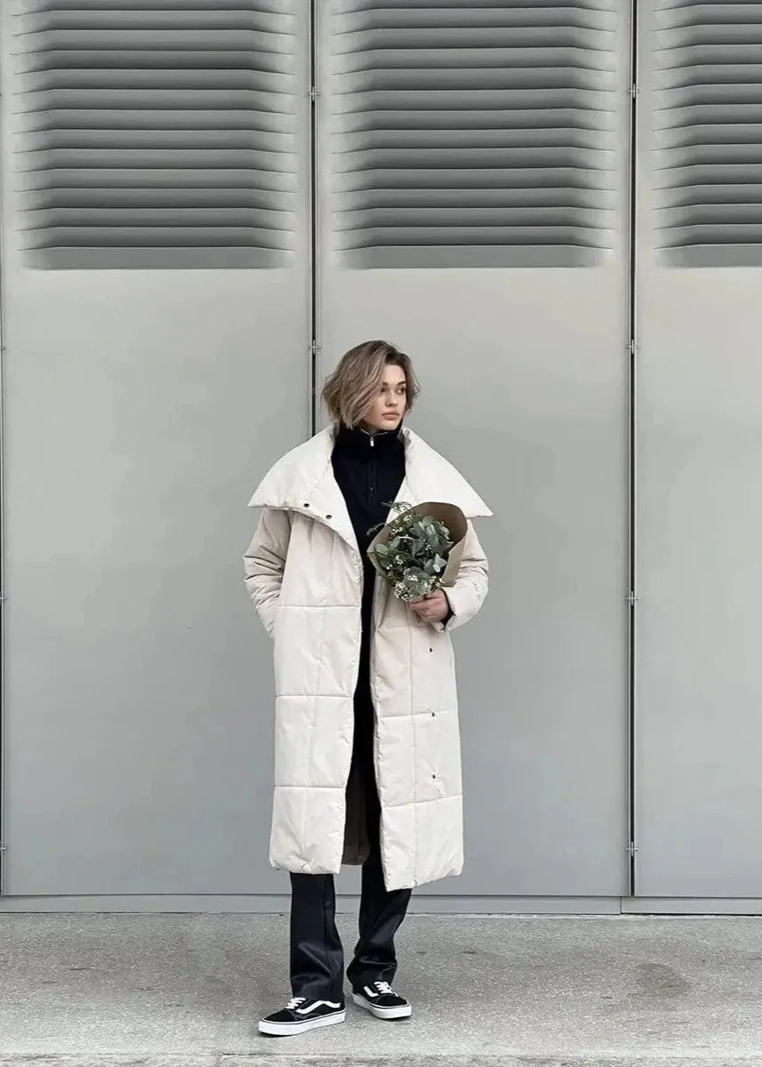 Belted Oversized Stand Collar Coat
